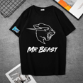 thumbnail image 3 of Camiseta de manga corta en blanco y negro de Mr Beast, de algodón de alta calidad, con cuello redondo y diseño de dibujos animados impresos para hombres y mujeres, 3 of 5