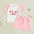 thumbnail image 2 of Staki Girls Cotton Shorts Girl's 2 Piece Outfits Graphic Tee Shirt and Shorts Set Cute Summer Outfits 6M 12M 24M Pink,2-3 Years, 2 of 3