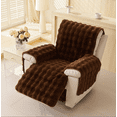 thumbnail image 3 of Faux Fur Recliner Chair Covers,Non Slip Reclining Couch Cover Soft Comfort Washable Sofa Recliner Cover with Elastic Straps,Furniture Protector for Kids, Pets Dark Coffee, 3 of 6