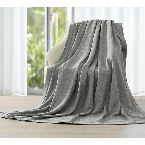 Sheetsnthings 100% Cotton 2-Ply Sheet Throw Blanket (50"W x 70"L, Grey) Lightweight and Comfortable for All Seasons