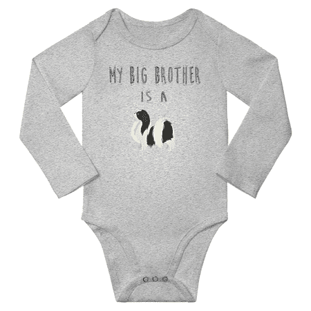 

My Big Brother is a Japanese Chin Dog Cute Baby Long Sleeve Bodysuit Boy Girl (Gray 6-12M)
