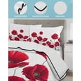 thumbnail image 4 of Quilts Twin Size Bedding Set, Red Poppy Lightweight Quilted Comforter, Spring Summer Farmhouse Flowers Watercolor Soft Reversible Bedspread Coverlet with Pillow Covers for All Season, 68" x 86", 4 of 7