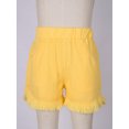 thumbnail image 3 of Rswnyirn Kids Girls Straight Leg Denim Shorts High Waist Boyfirend Style Raw Hem Loose Fit Jean Yellow 140, 3 of 7