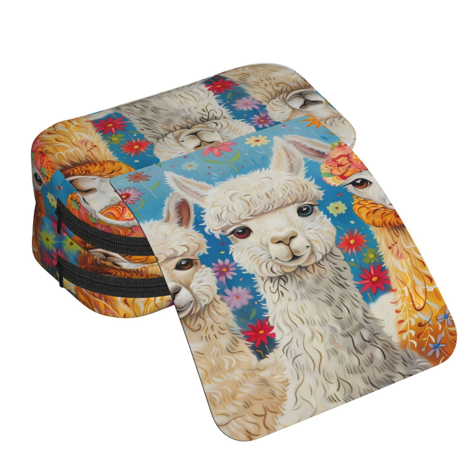 Large-Capacity Flip-Top Double-Layer Pencil Case, Multi-Functional Pocket Pen Case, Durable Stationery Organizer Cute Llamas Alpacas (6)