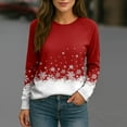 thumbnail image 7 of Women's Christmas Printed Round Neck Sweatshirt, Long Sleeve Casual Pullover Top, Raglan Sleeve Holiday Graphic Fall Winter Clothes,Red,S, 7 of 7