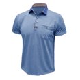 thumbnail image 7 of AHTJRT Men's Fashion Short Sleeve Shirt Splice Button Collar Regular Fit Tshirt Pocket Light Blue M, 7 of 7