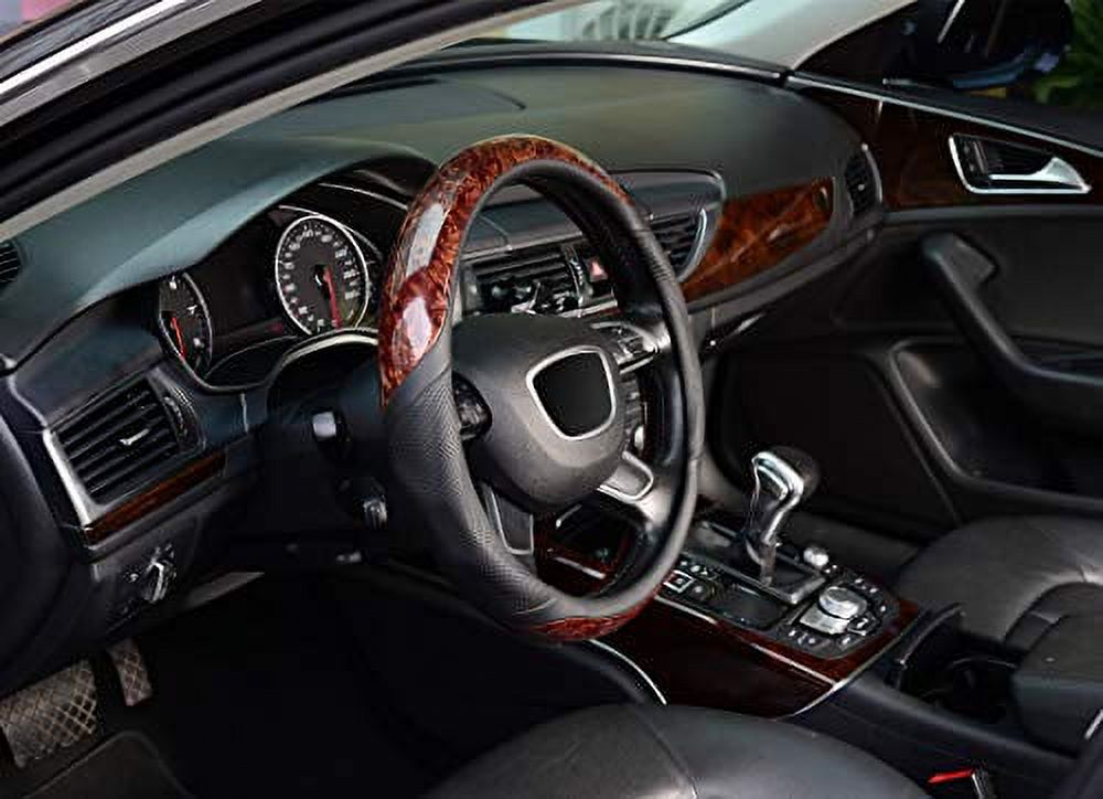 KAFEEK Wood Grain Steering Wheel Cover, Universal 15 inch, Microfiber  Leather,Anti-Slip, Odorless