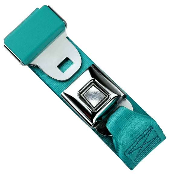 RetroBelt Turquoise Push Button Lap Belt 60" No Hardware Classic Seatbelt Safety