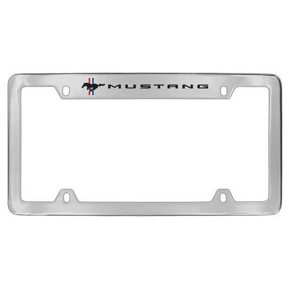 Ford Mustang Pony Chrome Plated Metal Top Engraved License Plate Frame Holder
