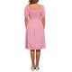thumbnail image 3 of Vestido Gingham con Fruncido Inspire Chic para Mujer, Cuello Cuadrado, Con Abertura Lateral, Vestidos de Cuadros Casual, Rosa, 3 of 6
