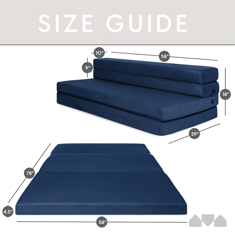 Milliard Tri Fold Foam Folding Mattress and Sofa Bed for Guests Queen 78 x 58 x 4.5 Inch