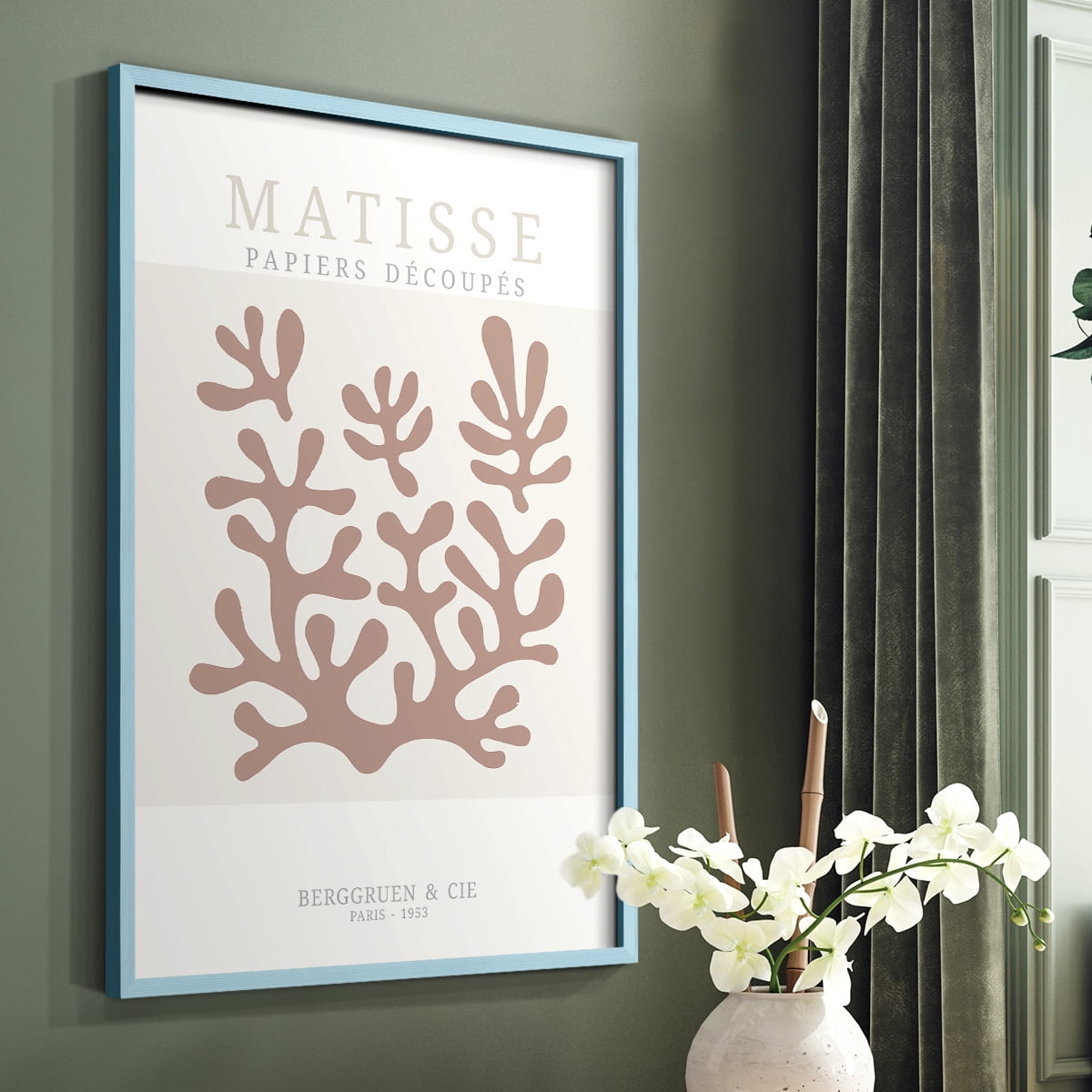 Matisse CDXXXI in Blue Solid Wood Framed Print No Nail Hanging