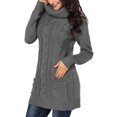 thumbnail image 4 of Women's Gray Cowl Neck Cable Knit Sweater Dress, 4 of 5