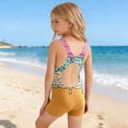 thumbnail image 4 of oqasdz Girls One Piece Swimsuits U Neck Sleeveless Rash Guard Stylish Print Bathing Suit for Kids Youth Swimming Casual Vacation, 4 of 5