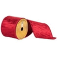 thumbnail image 1 of Vickerman Q172189 4 in. x 10 Yard Red Velvet Pleated Metallic Wired Ribbon, 1 of 1