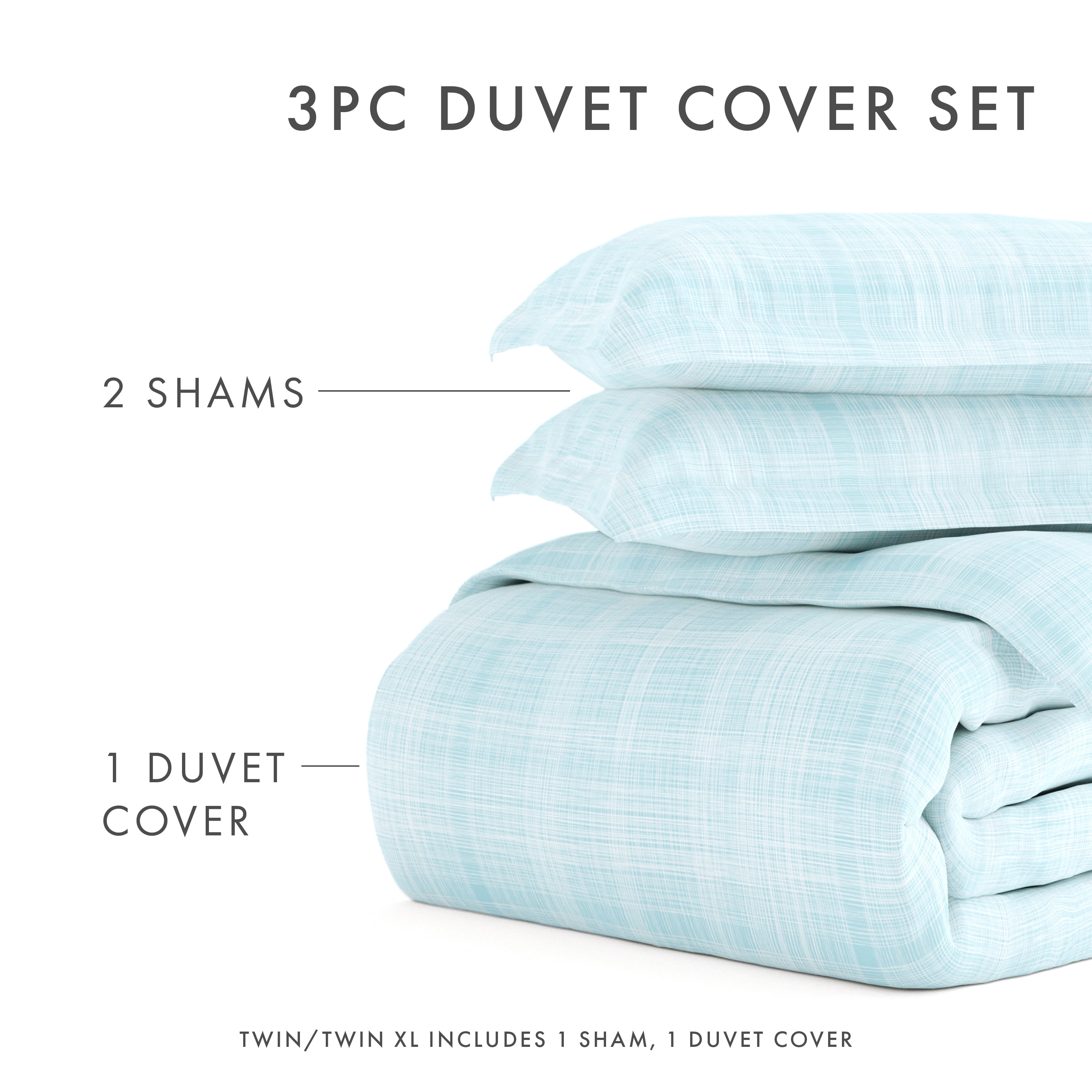 Noble Linens Aqua Thatch Pattern Duvet Set 2-Piece Duvet Cover Set, Twin/TwinXL