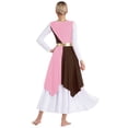 thumbnail image 2 of YONGHS Color Block Praise Dance Dress Sleeveless Asymmetrical Hem Liturgical Dancewear for Women Pink&Brown XXL, 2 of 7