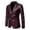 Wine, variant on Men's Leather Jacket Stage Party Solid Color Button Pocket Long Sleeve Lapel Leather Suit Jacket Black 4XL