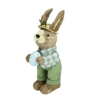 10" Spring Sisal Easter Standing Bunny Rabbit Figure with Robin's Egg