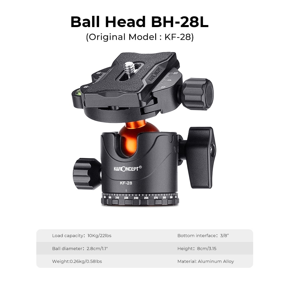 K&F CONCEPT Aluminum Alloy Monopod Tripod, Lightweight Panorama Design, Black, Compatible with DSLR Cameras