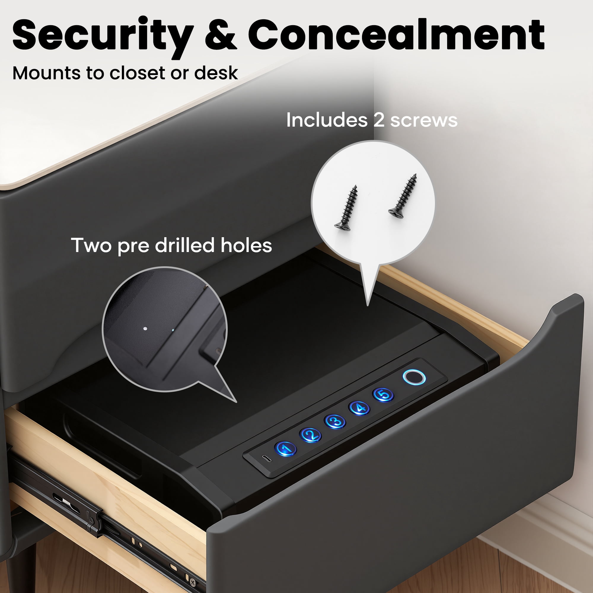 Naipo Portable Gun Safe for 2 Handgun with LED Display Pistols Safe 10 Fingerprint, 5 Password , 2 Keys Gun Safe with Biometric Home Office Handbag