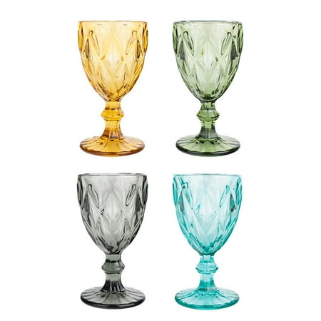 

VEAREAR 4Pcs 330ml Imitation Glass Cup Beautiful PET American Retro Bar Diamond-shaped Goblet for Party
