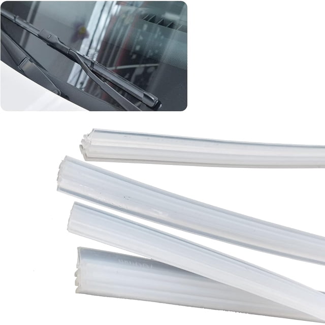 LAICAIW 4 Pieces Car Windshield Bracketless Wiper Rubber Filler Strip, 28 Inches Car Size Adjustable Wiper Substitution Rubber Strip, Suitable for Car Front Rear Windshield, Doors, Windows (White)