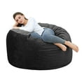 thumbnail image 1 of Bean Bag Chair, 4 ft Giant Bean Bag for Adults, Teens, Foam Filled Bean Bag Chairs with Velvet Cover, Big Beanbag Chair Round Soft Lazy Bean Bag Sofa for Living Room, Black, 1 of 7