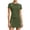 Army Green, variant on Womens Contrast Piping Tennis Two Piece Outfit Short Sleeve Crew Neck Top and Elastic Waist Skort with Built In Shorts Athletic Matching Set for Golf and Sports Activities