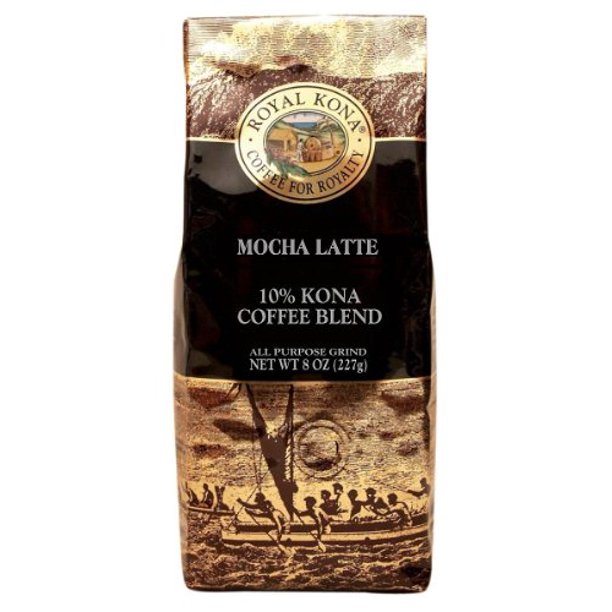 Royal Kona Mocha Latte 10 Kona Coffee Blend All Purpose Grind