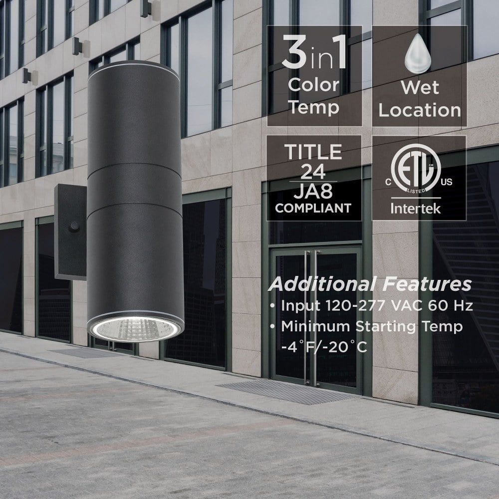 AFX  Everly Outdoor LED Wall Sconce - Adjustable CCT 12" Height - Satin Nickel