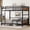 Full XL + Walnut + MDF + Metal, variant on Full over Full Metal Bunk Bed Separable into Loft Bed and Platform Bed with Raised Security Fence, Vintage Wood-Colored, MDF+Metal, Space Saving for Bedroom