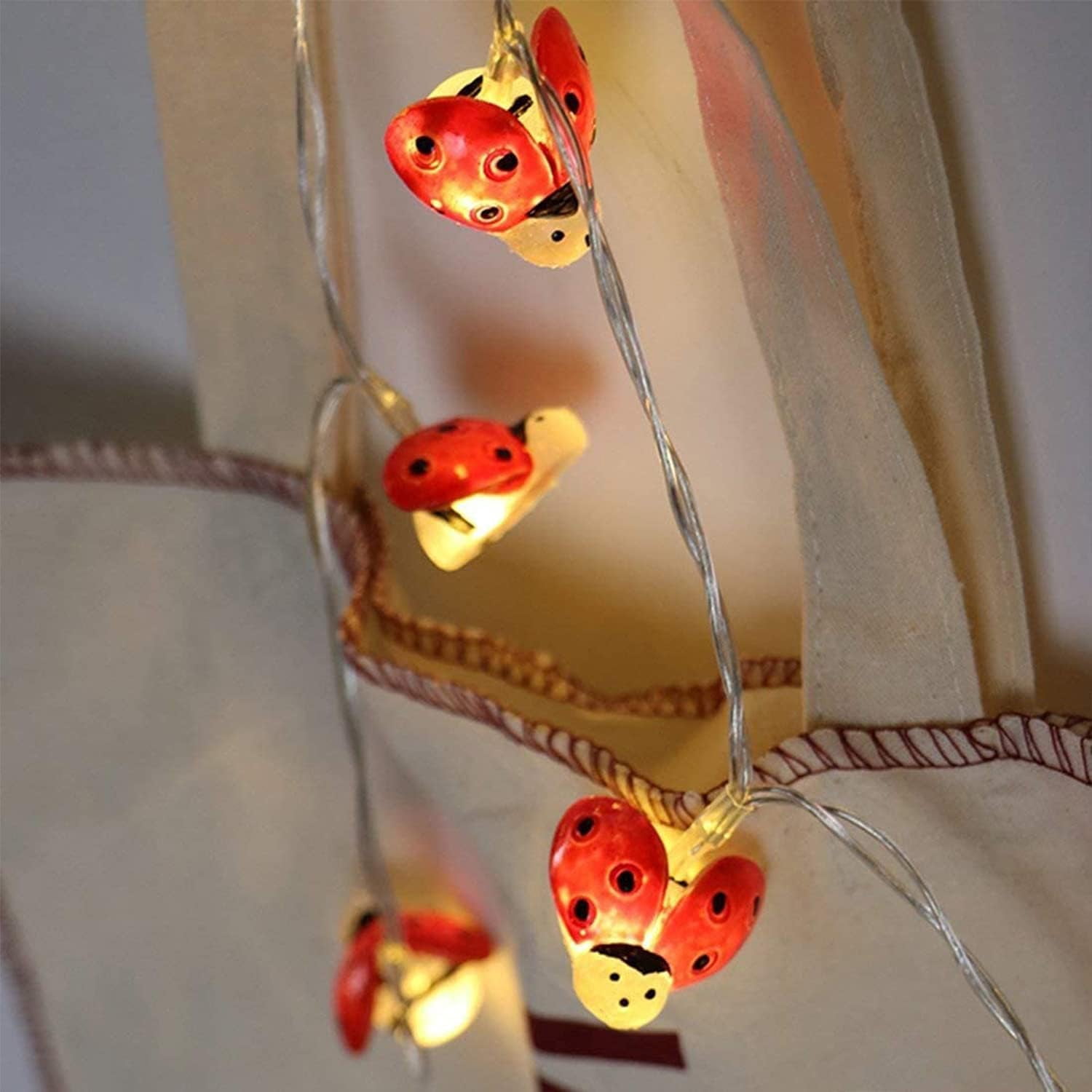 Ladybug Fairy Lights, Beetle String Lights for Bedroom Garden Patio Wedding Party Indoor Outdoor Decoration
