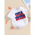 thumbnail image 5 of vera natura Baby Boy 4th of July Romper  Short Sleeve Round Neck Letter Embroidery Bodysuit Newborn Playsuit, 5 of 9