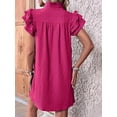 thumbnail image 6 of Women Summer Short Dress Casual V Neck Short Sleeve Tiered Mini Sun Dress Beach Vacation Sundress Rose Red XL, 6 of 7