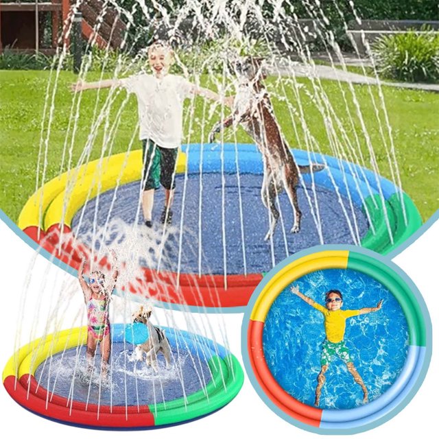 Pet Spray Mat for Dogs and Cats - Outdoor Non- Splashing Swimming Bath Sprinkler Accessory