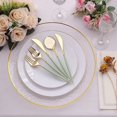 thumbnail image 5 of Balsa Circle 24 Metallic Gold Sage Green Disposable Plastic Cutlery Spoon Fork Knife Set, 5 of 7
