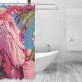 thumbnail image 2 of Shower Curtain, Pink Parrot Tropical Blossoms Waterproof Fabric Plastic Shower Curtain, Drying Fast Bathroom Curtain with 9 Buttonholes, Ruffle Shower Curtain 60x72in, 2 of 8