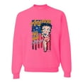 thumbnail image 1 of Wild Bobby, Betty Boop America Land of the Free Home of the Brave Betty Boop Unisex Crewneck Sweatshirt, Neon Pink, Large, 1 of 5