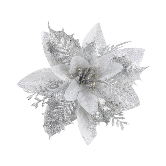 Fleur de Noël Décoration Artificielle Fleurs Hôtel Têtes d'Arbre de Noël Cheminée Mariage Festival Ornements d'Arbre de Noël Anniversaire Argent
