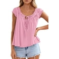 thumbnail image 4 of PRETTYGARDEN Womens Tie Front Tank Tops Summer Fashion Cap Sleeve Babydoll Blouses Flowy Shirts Spring Going Out Outfits, 4 of 8