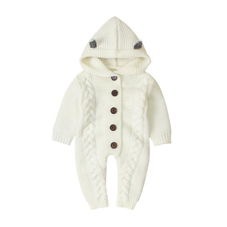 

KI-8jcuD Girls 18 Month Clothes Baby Boys Girls Winter Solid Two-Piece Sweater Set Keep Warm Knit Hoodie Romper Sweater Jumpsuit Just One You Romper Baby Rompers Girl 3-6 Months 6 Month Outfits For