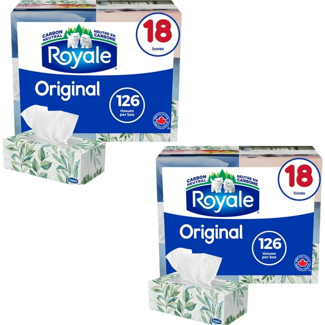 Ro-yale Original Facial Tissue, 36 Flat Boxes, 126 Tissues per box, 2-Ply, 2268 Tissues