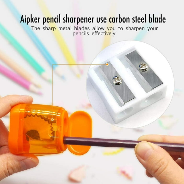 4pcs Pencil Sharpeners Small Manual Double Hole Pencil with Lid Sharpener  Bulk Cute 4 Color for Kids School Home Office Supplies