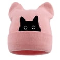 thumbnail image 2 of Womens Cat Ear Beanie Cute Knit Hat with Cat Embroidery Warm Soft Cozy Winter Hat, 2 of 6