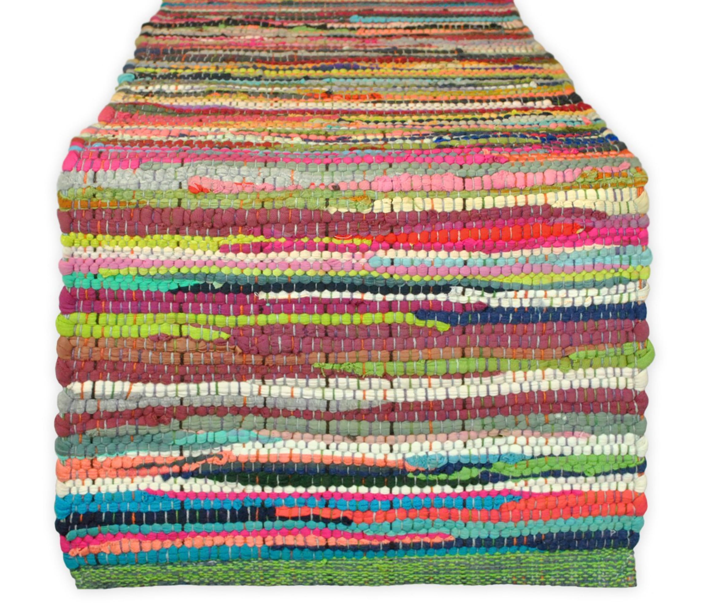 DII 100 Cotton, Everyday Machine Washable Chindi Rag Table Runner, 14
