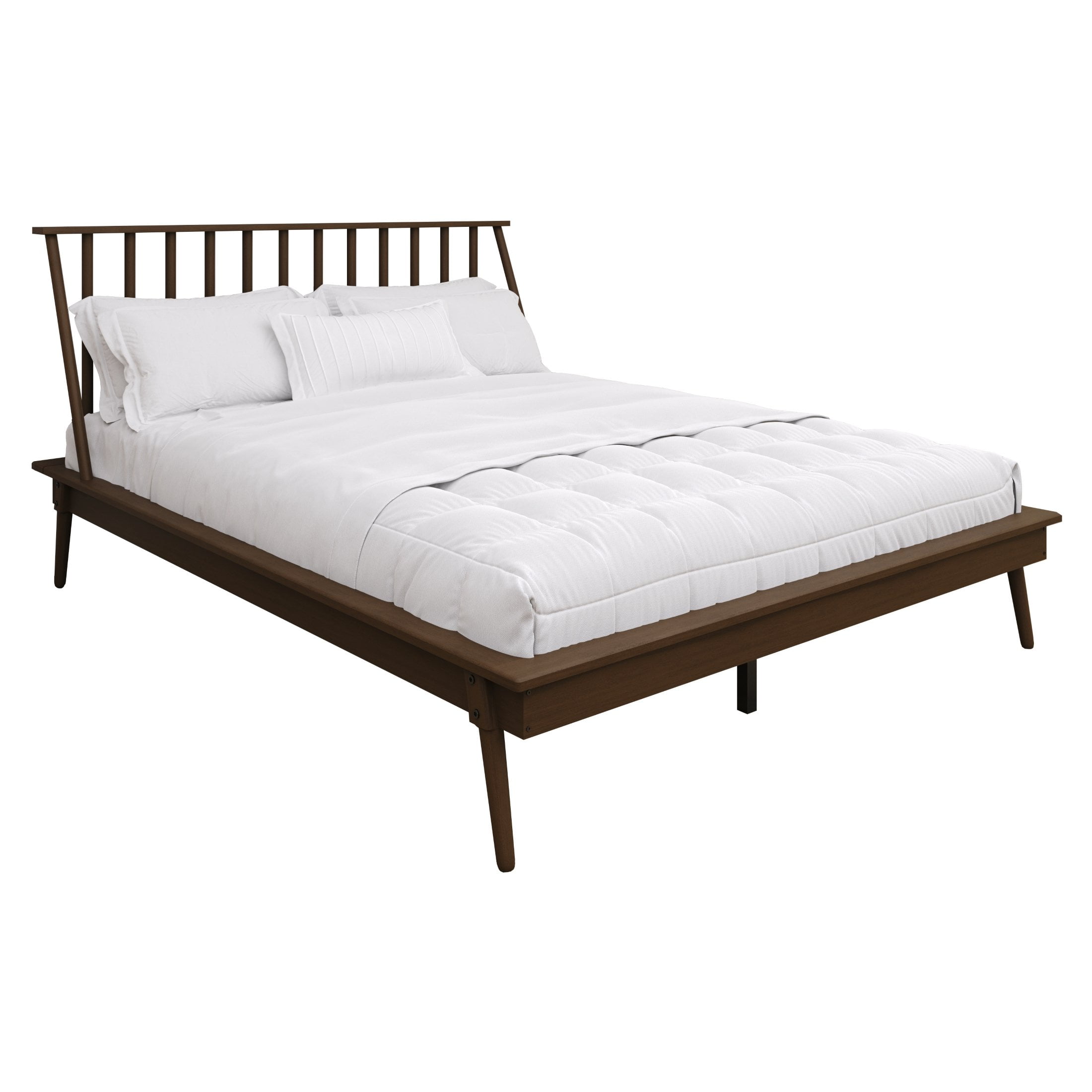 Castle Place Vintage Spindle Wooden Full Platform Bed, Walnut