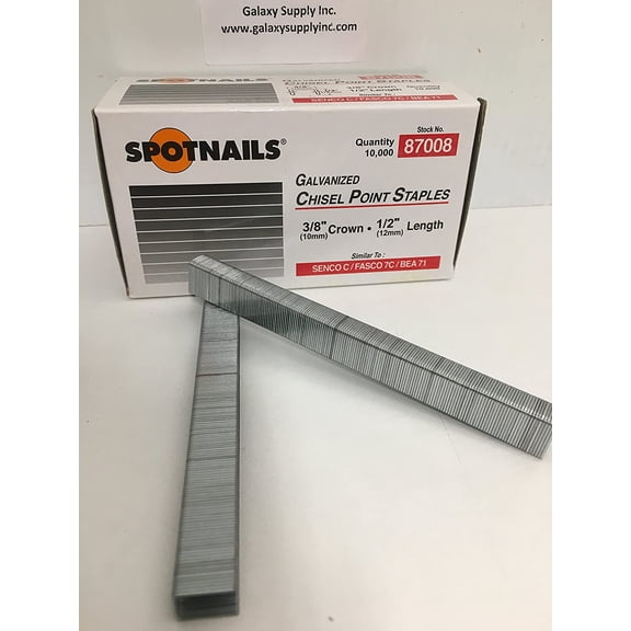 SPOTNAILS #87008 71 OR C Series Staples. 1/2" Length, Sold by 12 Boxes/CASE