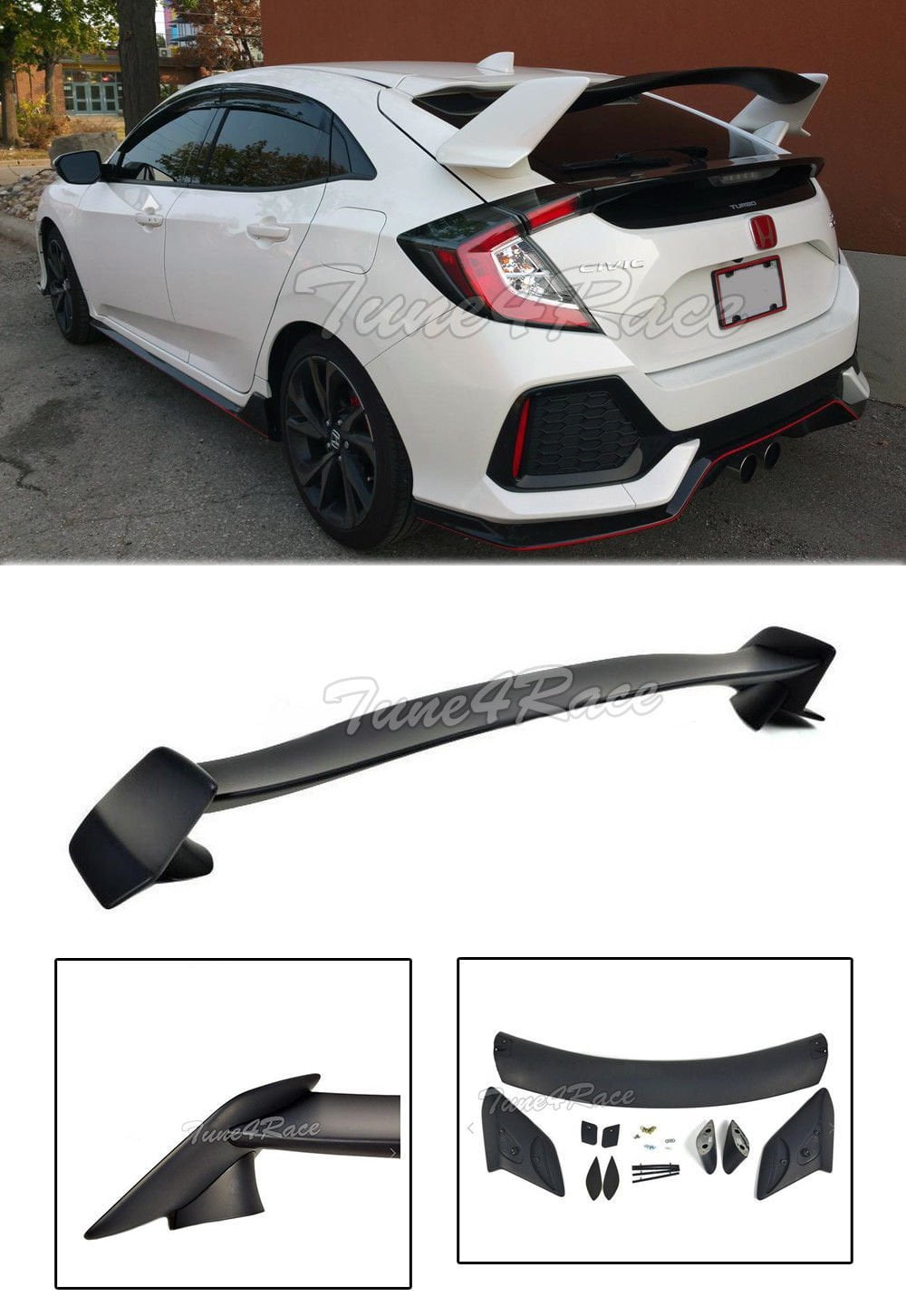 EOS Body Kit Rear Wing Spoiler - For Honda Civic Hatchback 16-Up 2016