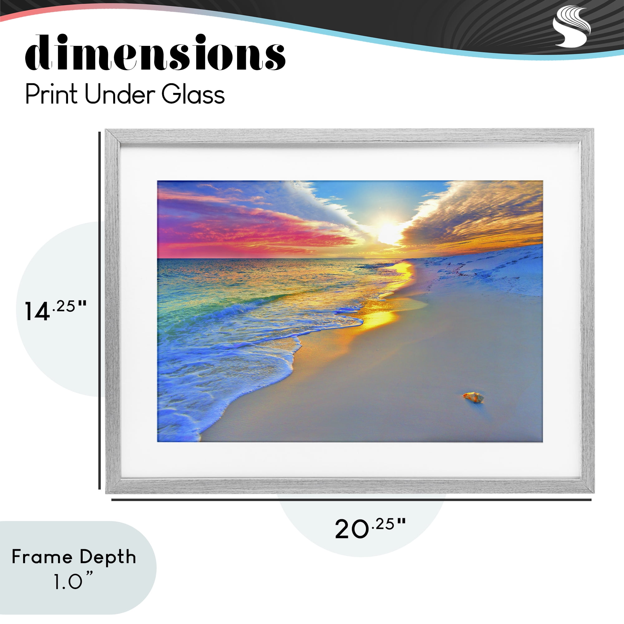 Stupell Industries Prismatic Rainbow Sunset Beach Gray Framed Print Under Glass, design by Eszra Tanner